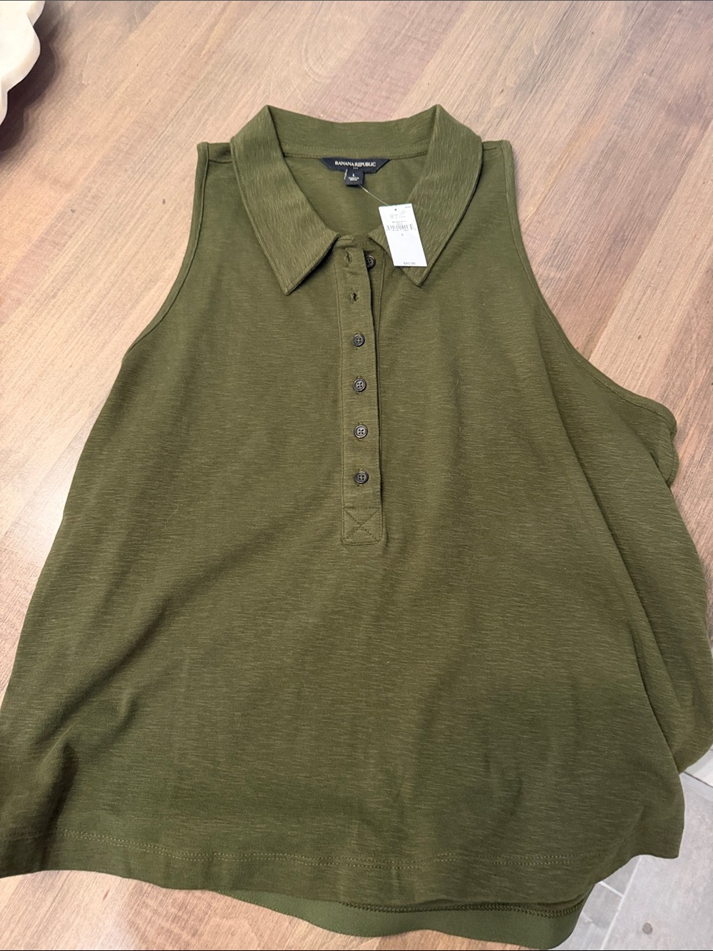 Banana Republic Dark Green Sleeveless Polo Tank